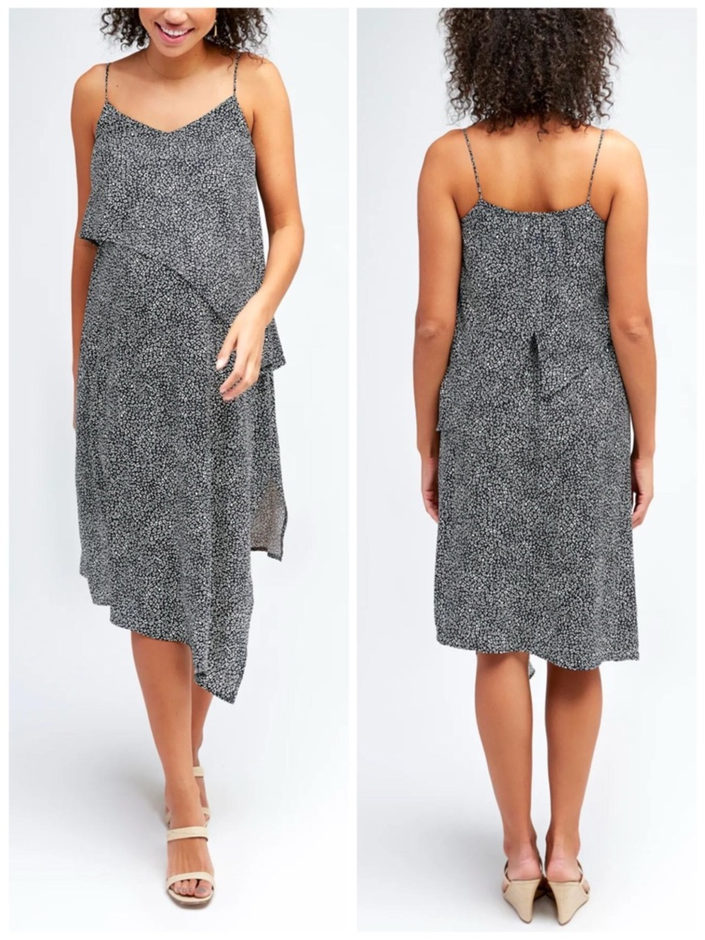 NOM Size L Black Animal‎ Print Beatrice Asymmetrical Nursing Maternity Dress - Picture 13 of 13